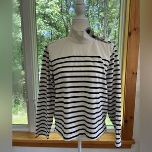 J.Crew Navy White striped mock turtleneck top